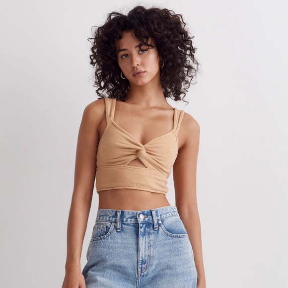 Madewell Cutout Knot-Front Crop Tank Top Size M - Picture 1 of 8